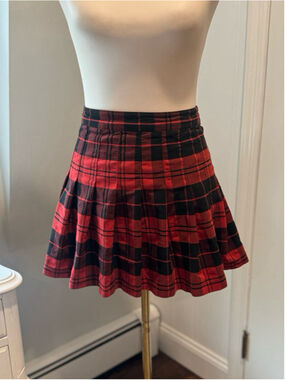 Love Tree Red Black Plaid Pleated Mini Skirt Y2K Schoolgirl Size Small